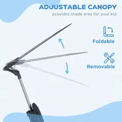 HOMCOM 6 in 1 Tricycle for Kids with 5-point harness straps, Removable Canopy, Dark Blue - 5