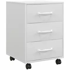 HOMCOM 3 Drawer File Cabinet, Mobile Filing Cabinet on Wheels for Home Office, Study, White - 1