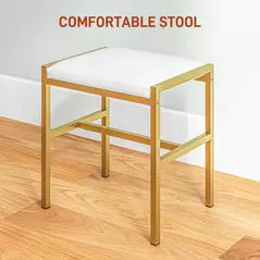 HOMCOM Dressing Table with Lighted Mirror, Cushioned Stool, Drawers, Shelves, LED Makeup Vanity Desk Set, Modern Dresser Vanity Table for Bedroom, White - 6