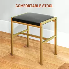 HOMCOM Dressing Table Set, with Storage and Stool - Black - 6