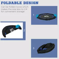 HOMCOM 40" Foldable Mini Fitness Trampoline, with Adjustable Foam Handle, Blue - 5