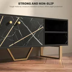 HOMCOM TV Stand Cabinet for TVs up to 50 Inches, TV Unit with Storage Shelves and Cupboard for Living Room, Black Marble Tone - 7