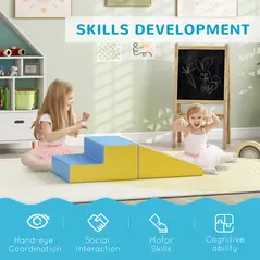 HOMCOM 2 Piece Soft Play Set for Toddler Climb and Crawl, for 12-36 Months, Grey - 7