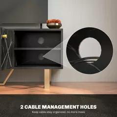 HOMCOM TV Stand Cabinet for TVs up to 50 Inches, TV Unit with Storage Shelves and Cupboard for Living Room, Black Marble Tone - 6