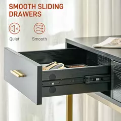 HOMCOM Dressing Table Set, with Storage and Stool - Black - 7