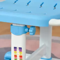 HOMCOM Kids Study Desk and Chair Set w/ Adjustable Height, Storage, Drawer, Blue - 9