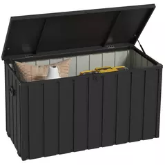 Outsunny 450L Galvanised Steel Garden Storage Box, with Wheels - Dark Grey - 1