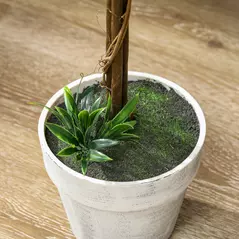 HOMCOM Set of 2 Decorative Artificial Plants Ball Trees with Flower for Home Indoor Outdoor Decor, 60cm ,White - 9