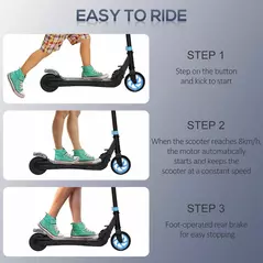 HOMCOM Folding Electric Scooter with Brake, for Ages 6+ Years, 8km/h Maximum Speed, Blue - 5