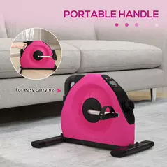 SPORTNOW Mini Exercise Bike, Portable Pedal Exerciser with LCD Display for Legs, Arms, Rehabilitation, Therapy, Pink - 6