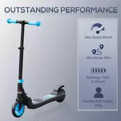HOMCOM Folding Electric Scooter with Brake, for Ages 6+ Years, 8km/h Maximum Speed, Blue - 4