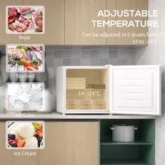 HOMCOM 35L Mini Freezer, -24℃ to -14℃ Temperature - White - 4