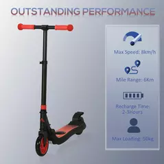 HOMCOM Folding Electric Scooter with Brake, for Ages 6+ Years, 8km/h Maximum Speed, Red - 4