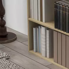 HOMCOM 2 Tier Bookshelf, Low Bookcase with Adjustable Shelf, 2 Compartments for Home Office, Living Room, Study, Natural - 9