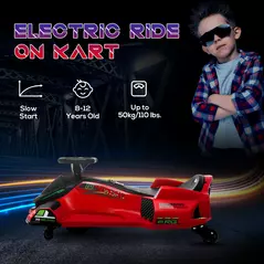 HOMCOM 12V Kids Electric Go Kart with Music, LED Lights, Slow Start, Red - 7