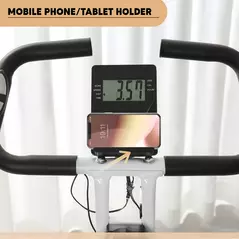 SPORTNOW Folding and Quiet Exercise Bike with 8-Level Magnetic Resistance and Heart Rate Sensor, for Home Gym, Black and White - 9