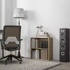 HOMCOM 2 Tier Bookshelf, Low Bookcase with Adjustable Shelf, 2 Compartments for Home Office, Living Room, Study, Natural - 2