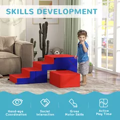 HOMCOM 2-piece Soft Play Set, Baby Foam Climber Block for Toddler 1-3 Years, Dark Blue - 4