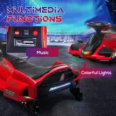 HOMCOM 12V Kids Electric Go Kart with Music, LED Lights, Slow Start, Red - 5