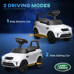 AIYAPLAY 2-in-1 Land Rover Licensed 6V Kids Electric Ride On Car, Sliding Car w/ Headlights, Music, for 18-60 Months, White - 4
