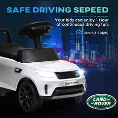 AIYAPLAY 2-in-1 Land Rover Licensed 6V Kids Electric Ride On Car, Sliding Car w/ Headlights, Music, for 18-60 Months, White - 7