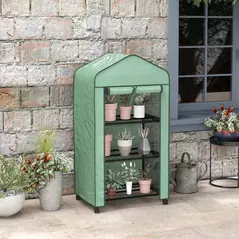 Outsunny Three-Tier Mini Greenhouse - Green - 2