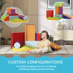 HOMCOM 7 Piece Soft Soft Play Set for Toddlers 1-3 Years, Blue - 5