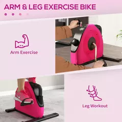 SPORTNOW Mini Exercise Bike, Portable Pedal Exerciser with LCD Display for Legs, Arms, Rehabilitation, Therapy, Pink - 4