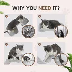 PawHut 4-Piece Cat Wall Shelves with Steps, Ladder, Jumping Platforms, Light Grey - 6