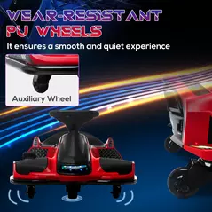 HOMCOM 12V Kids Electric Go Kart with Music, LED Lights, Slow Start, Red - 6