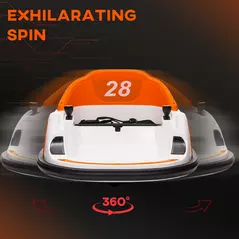 AIYAPLAY 360° Rotation Kids Bumper Car, 12V Waltzer Car with Remote Control, Dual Joysticks, Music Lights, Orange - 4