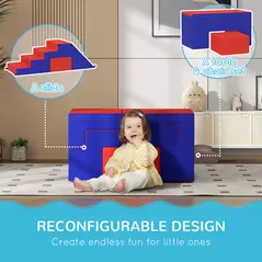 HOMCOM 2-piece Soft Play Set, Baby Foam Climber Block for Toddler 1-3 Years, Dark Blue - 6