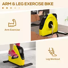SPORTNOW Mini Exercise Bike, Portable Pedal Exerciser with LCD Display for Legs, Arms, Rehabilitation, Therapy, Yellow - 4