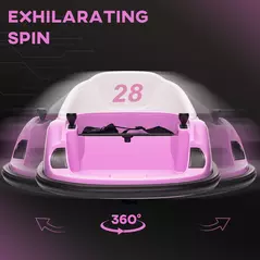 AIYAPLAY 360° Rotation Kids Bumper Car, 12V Waltz Car with Remote Control, Dual Joystick, Music, Lights, Pink - 4