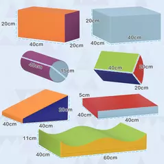 HOMCOM 7 Piece Soft Soft Play Set for Toddlers 1-3 Years, Blue - 3