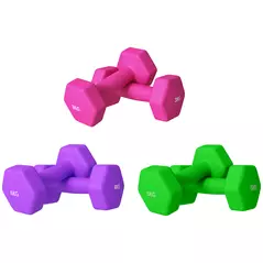 SPORTNOW Set of 6 Hex Dumbbells, Neoprene Weights Pair with Non-Slip Grip, Home Gym Fitness Training Equipment, 2 x 3kg, 2 x 4kg, 2 x 5kg, Pink, Purple, Green - 1