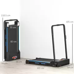 HOMCOM Folding Motorised Home Treadmill Walking Machine with LCD Monitor, Blue - 3