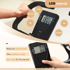 SPORTNOW Folding and Quiet Exercise Bike with 8-Level Magnetic Resistance and Heart Rate Sensor, for Home Gym, Black and White - 4