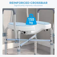 HOMCOM Aluminium Shower Chair, with Padded Seat - Light Blue - 6