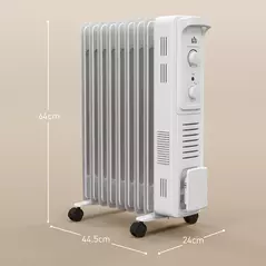 HOMCOM 2000W Quiet Oil Filled Radiator, 9 Fin Energy Efficient Portable Electric Heater with 3 Heat Settings, Adjustable Thermostat, Safety Tip Over, Overheat Protection, for Home, White - 3
