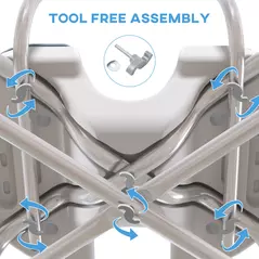 HOMCOM Aluminium Shower Chair, with Padded Seat - Light Blue - 9