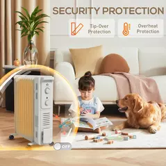 HOMCOM 2.5kW 11 Fin Oil-Filled Radiator - White - 7