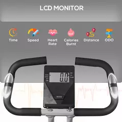 SPORTNOW Folding and Quiet Exercise Bike with 8-Level Magnetic Resistance and Heart Rate Sensor, for Home Gym, Black and Grey - 4