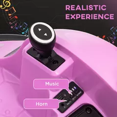 AIYAPLAY 360° Rotation Kids Bumper Car, 12V Waltz Car with Remote Control, Dual Joystick, Music, Lights, Pink - 5