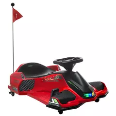HOMCOM 12V Kids Electric Go Kart with Music, LED Lights, Slow Start, Red - 1