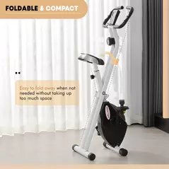 SPORTNOW Folding and Quiet Exercise Bike with 8-Level Magnetic Resistance and Heart Rate Sensor, for Home Gym, Black and White - 8