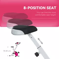 SPORTNOW Folding and Quiet Exercise Bike with 8-Level Magnetic Resistance and Heart Rate Sensor, for Home Gym, Pink and White - 6