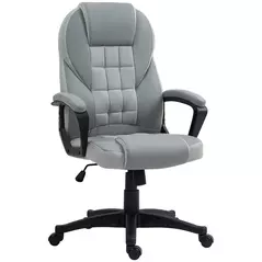 HOMCOM Faux Leather Office Chair - Grey - 1