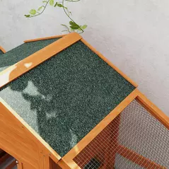PawHut Wooden Chicken Coop with Run, Nesting Box, Slide-out Tray, Ramp, Perches, Asphalt Roof, 179 x 67 x 115cm - 8