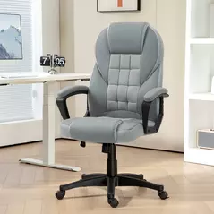 HOMCOM Faux Leather Office Chair - Grey - 2